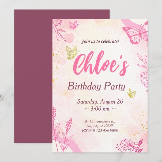 Invitation Anniversaire de l'or rose (Devant / Derrière)