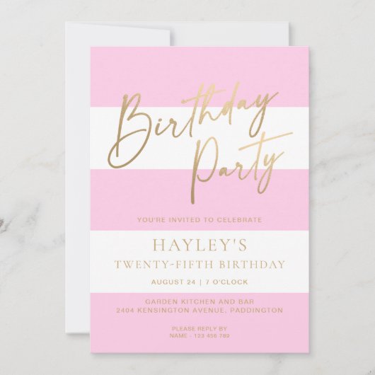 Invitation Anniversaire de l'or rose pâle (Devant)