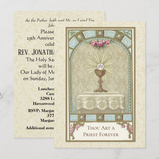 Invitation Anniversaire de l'ordre des prêtres cat (Devant / Derrière)