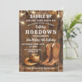 Invitation Anniversaire de l'Ouest avec Bottes Cowboy et Casq (Debout devant)