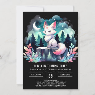 Invitation Anniversaire de loup aquarelle personnalisé