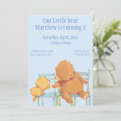 Invitation Anniversaire de l'ours Brown et de l'ours jaune (Debout devant)