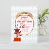 Invitation Anniversaire de l'ours de cirque mignon  (Debout devant)