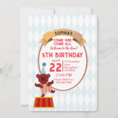 Invitation Anniversaire de l'ours de cirque mignon  (Devant)
