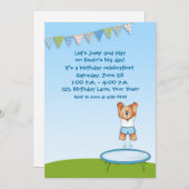 Invitation Anniversaire de l'Ours de Trampoline (Devant / Derrière)