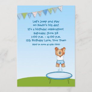 Invitation Anniversaire de l'Ours de Trampoline
