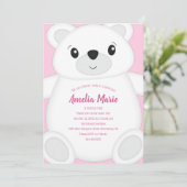 Invitation Anniversaire de l'Ours rose (Debout devant)
