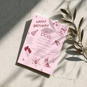 Invitation Anniversaire de Love Dog - Chiot Mignon, Ballons