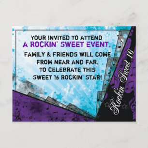 Invitation Anniversaire de l'Sweet sixteen Rockin