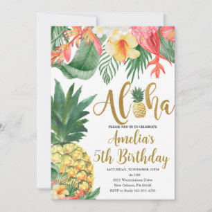Invitation Anniversaire de Luau, Fête d'Anniversaire Tropical