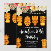 Invitation Anniversaire de Luau, Fête du Masque Tiki, Aloha, (Devant / Derrière)