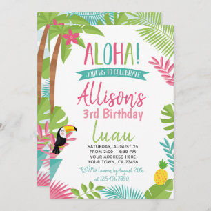 Invitation Anniversaire de Luau Hawaiian