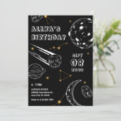 Invitation anniversaire de lune d'astrologie noire  (Debout devant)