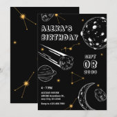 Invitation anniversaire de lune d'astrologie noire  (Devant / Derrière)