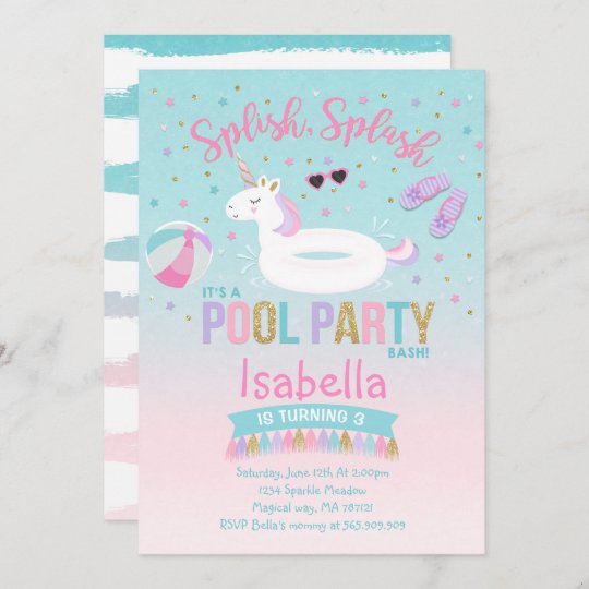 Invitation Anniversaire De L Unicorn Pool Party Pi Zazzle Be