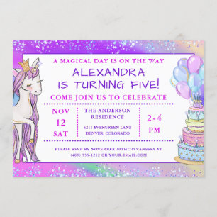 Invitation Anniversaire de l'Unicorn Sparkle