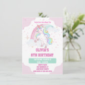 Invitation Anniversaire De L'Unicorne Arc En Ciel (Debout devant)