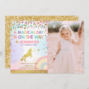 Invitation Anniversaire de l'Unicorne Pink Gold