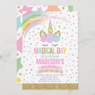 Invitation Anniversaire de l'Unicorne Pink Gold Un