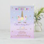 Invitation Anniversaire de l'Unicorne Pink Purple  (Debout devant)