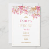 Invitation Anniversaire de luxe blanc or rose élégant (Devant)