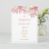 Invitation Anniversaire de luxe blanc or rose élégant (Debout devant)