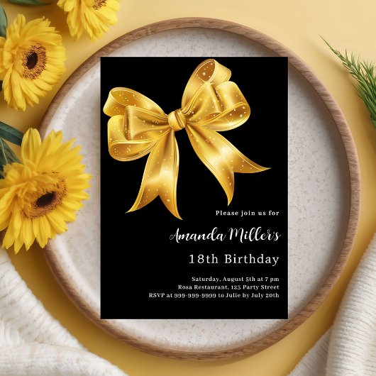 Invitation Anniversaire de luxe en or noir