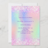 Invitation Anniversaire de luxe photo holographique rose (Devant)