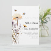 Invitation anniversaire de luxe violet jaune fleur sauvage (Debout devant)