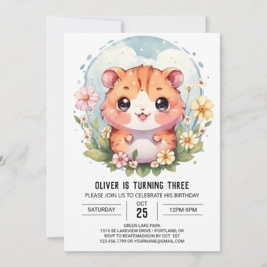 Invitation Anniversaire de Magic Cute Hamster (Devant)