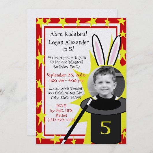 Invitation Anniversaire de Magic Me (Devant / Derrière)