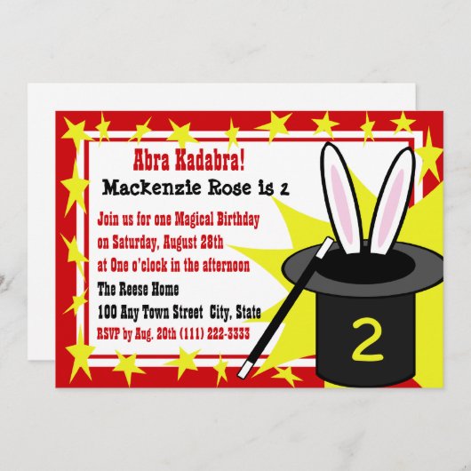 Invitation Anniversaire de Magic Me (Devant / Derrière)