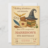 Invitation Anniversaire de Magicien et Sorcières Magiques (Devant)
