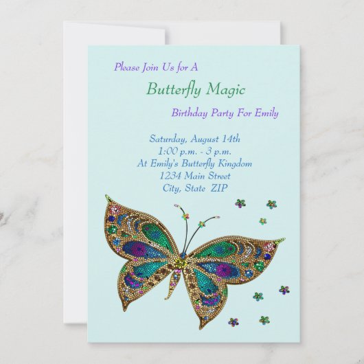 Invitation Anniversaire de magie de papillon (Devant)