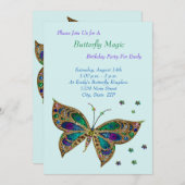 Invitation Anniversaire de magie de papillon (Devant / Derrière)