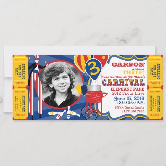 Invitation Anniversaire de marcheur d'échasse de cirque de (Devant)