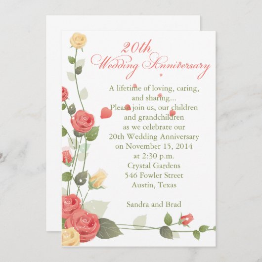 Invitation Anniversaire de mariage (Devant / Derrière)