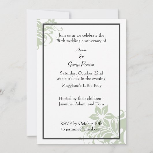 Invitation Anniversaire de mariage (Dos)