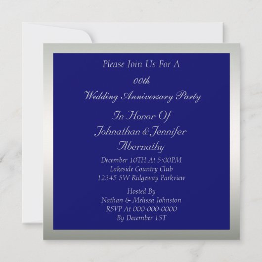 Invitation Anniversaire de mariage (Dos)