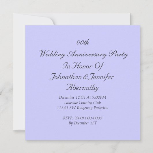 Invitation Anniversaire de mariage (Dos)