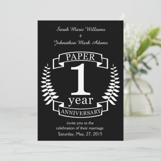 Invitation Anniversaire de mariage 1 an Papier (Debout devant)