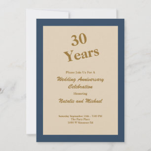 Invitation anniversaire de mariage 30 ans Bleu Cla
