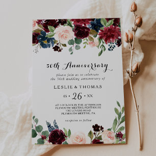 Invitation Anniversaire de Mariage 50 ans Automne Rustique Bo