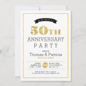 Invitation anniversaire de mariage 50 ans en Or Mo (Devant)