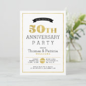 Invitation anniversaire de mariage 50 ans en Or Mo (Debout devant)