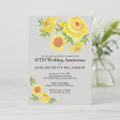 Invitation Anniversaire de Mariage 50 ans Fleur aquarelle jau (Debout devant)