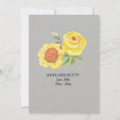 Invitation Anniversaire de Mariage 50 ans Fleur aquarelle jau (Dos)