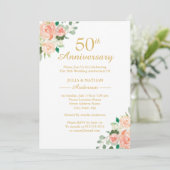 Invitation Anniversaire de mariage 50 ans Fleurs aquarelle Pe (Debout devant)