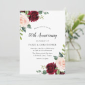 Invitation Anniversaire de Mariage 50 ans Floral Aquarelle Ro (Debout devant)
