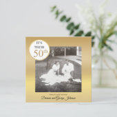 Invitation anniversaire de mariage 50 ans photo or (Debout devant)